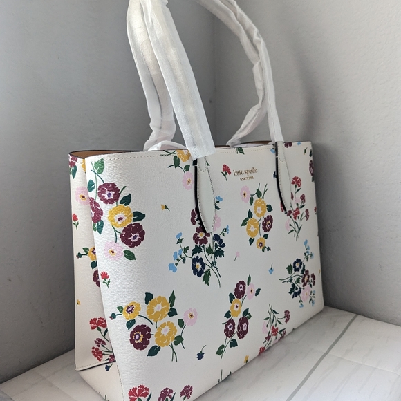 Kate Spade All Day Bouquet Toss Floral LARGE Tote Shopper Bag+Matching Zip Pouch - Picture 5 of 7